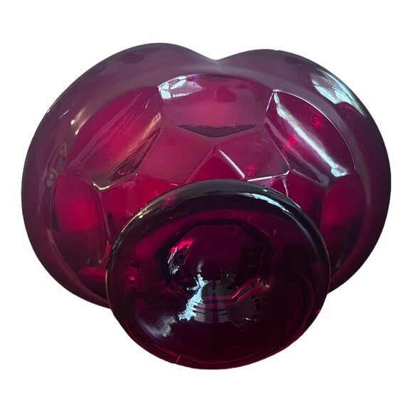 Ruby Red Bowl Trinket Candy Dish Pedestal Wavy Rim 5"X4"X2.5" Tall - Picture 10 of 11